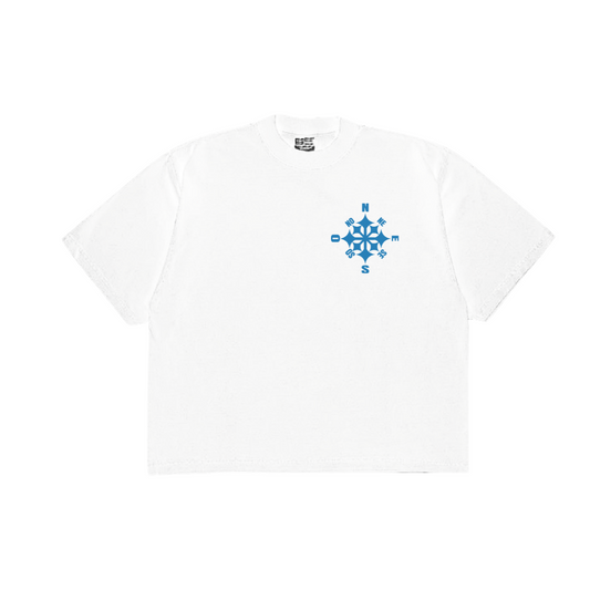 T-shirt Compass blanc et bleu