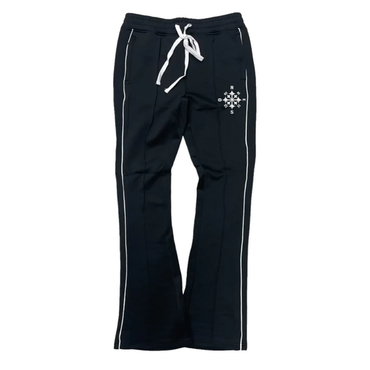 Compass Stack Track Pants Black