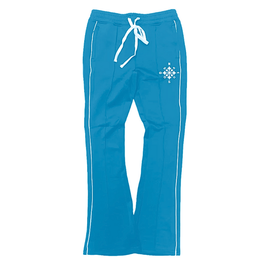 Compass Stack Track Pants Light blue