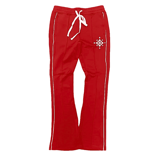 Compass Stack Track Pants Red
