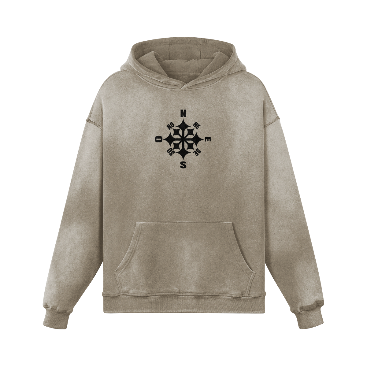 Hoodie Washed Compass beige