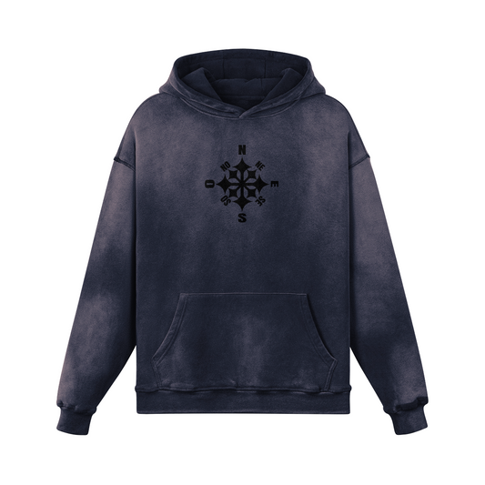 Hoodie Washed Compass Blue