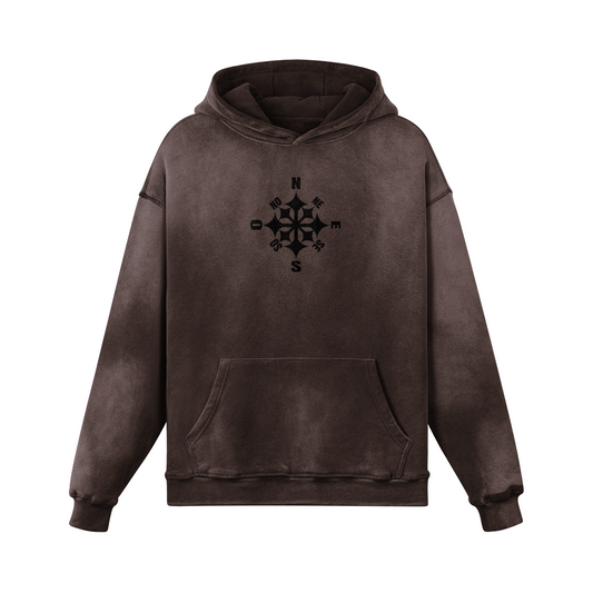 Hoodie Washed Compass brown