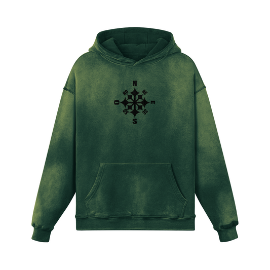 Hoodie Washed Compass Green